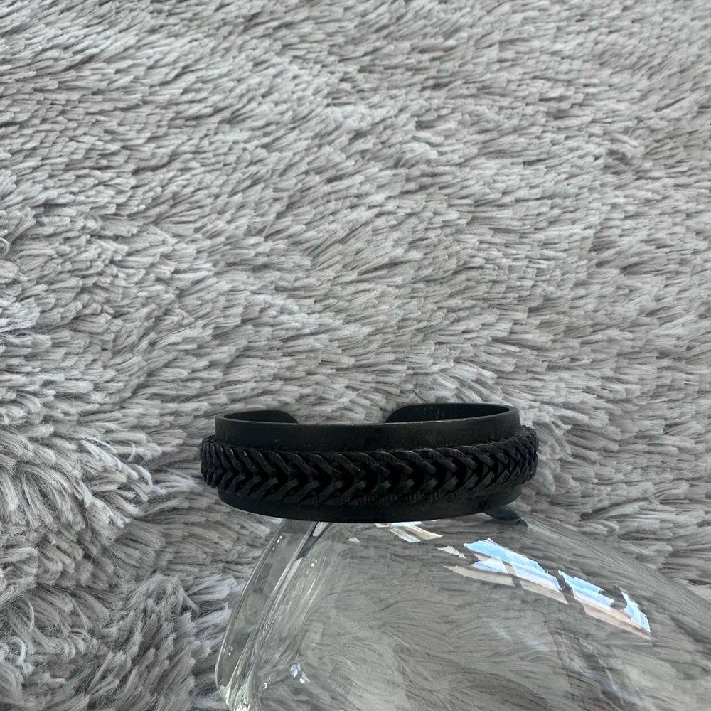 TOVA Elegant Black Braided Cuff Bracelet